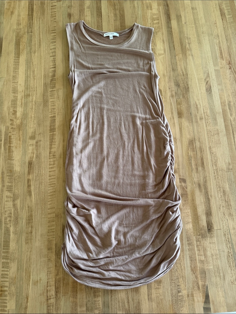 Antistar Sleeveless Ruched Tank Dress - Mauve Taupe